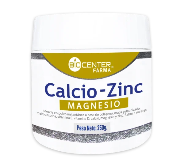 Suplemento BioCenter de Calcio, Magnesio y Zinc en polvo de 250g para fortalecer huesos, músculos y sistema inmunológico