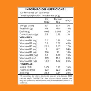 Valores nutricionales e ingredientes de Super Colágeno sabor naranja de BioCenter Natural, disponible en la tienda virtual Gelosantech.