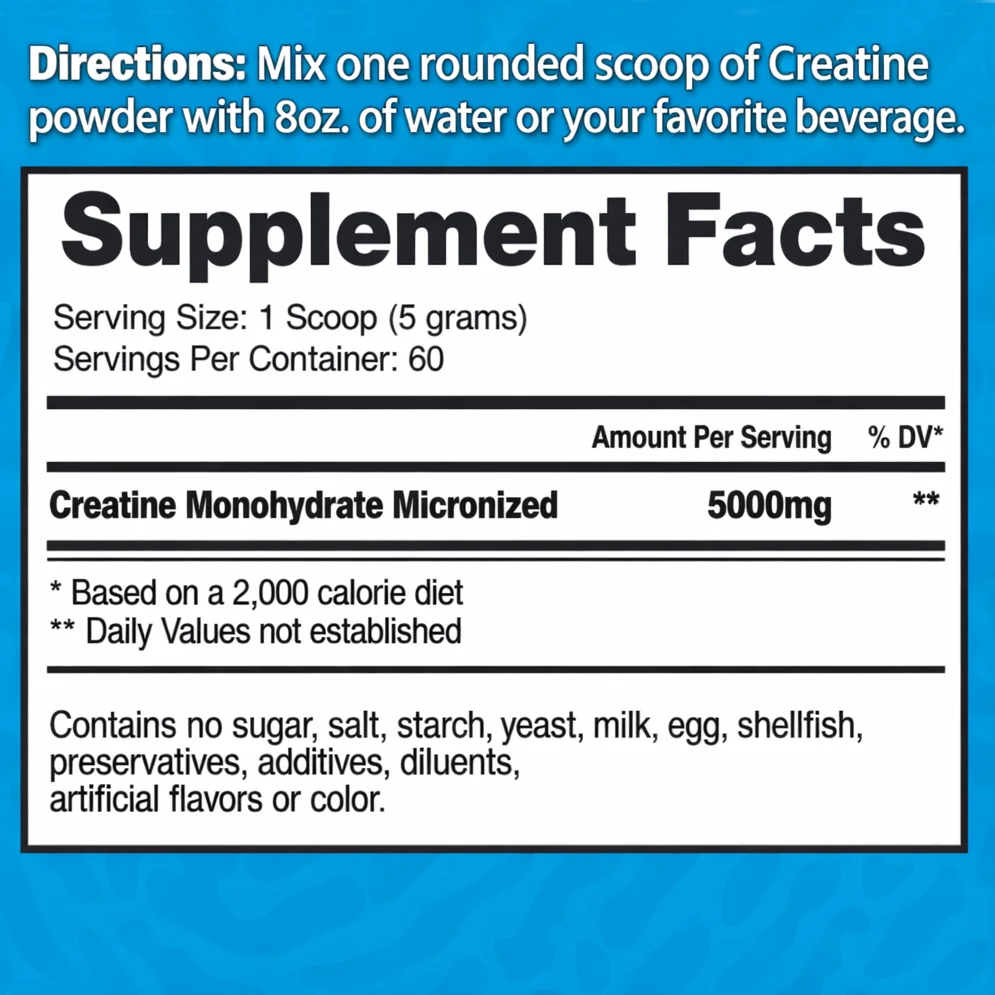 Tabla nutricional de la Creatina Dragon Pharma 300g en gelosantech